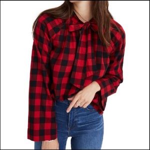 HostPick🛍 Madewell Tie-Neck Popover Buffalo Check